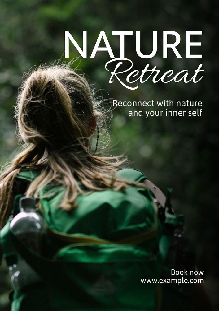 Nature retreat  poster template, editable text and design