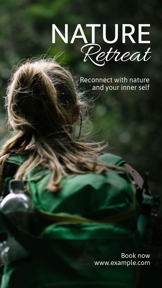 Nature retreat  Instagram story template, editable text