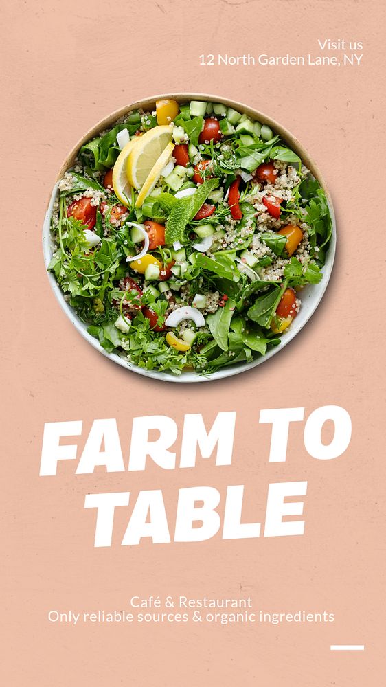 Organic food restauran  Instagram story template, editable text