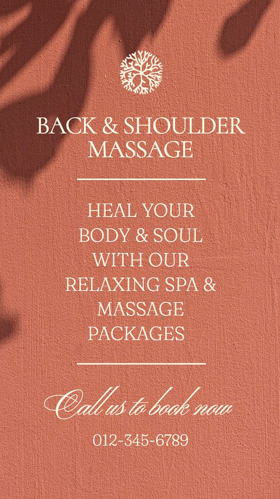 Back & shoulder massage Instagram story template, editable text