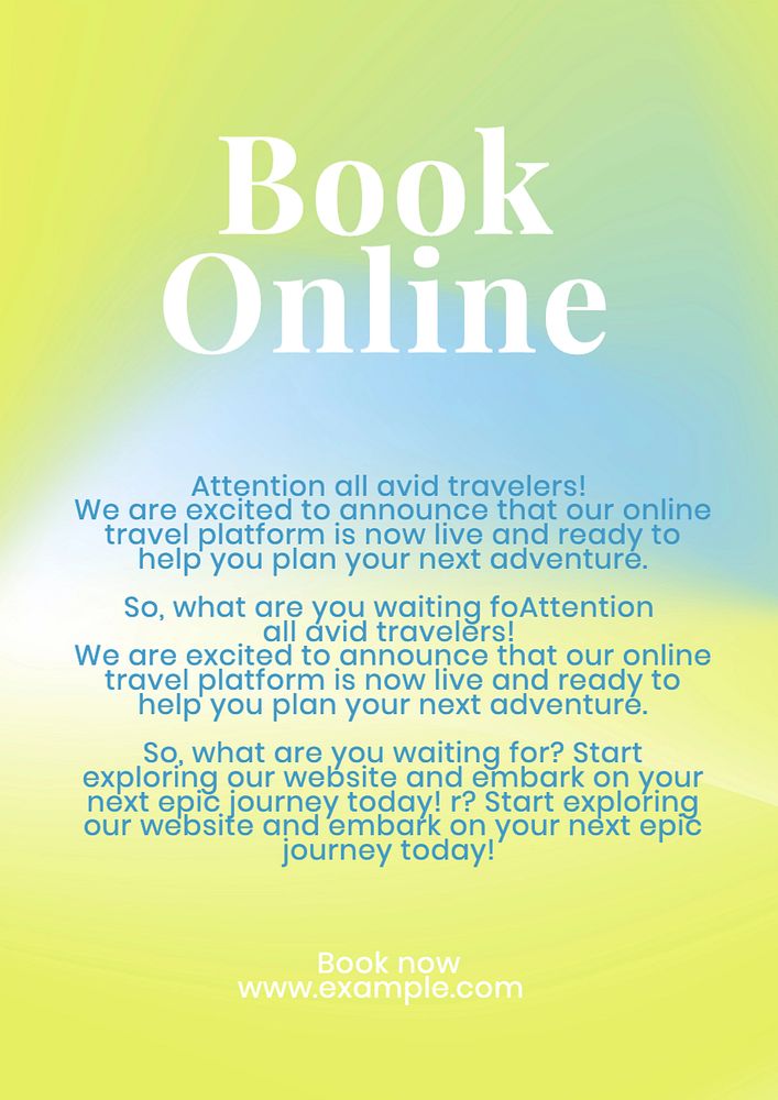 Book online poster template, editable text and design