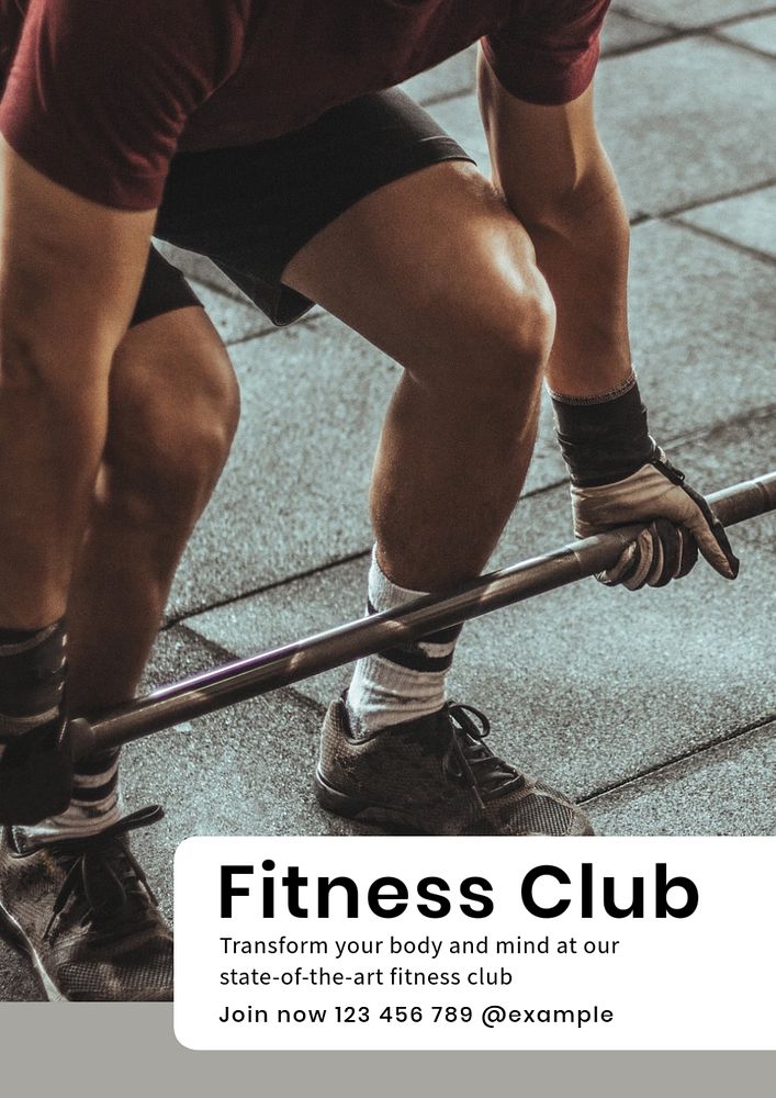 Fitness Gym Club  poster template, editable text and design