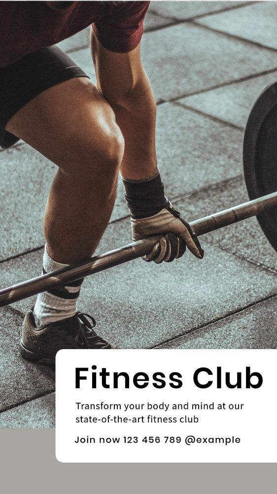 Fitness Gym Club  Instagram story template, editable text