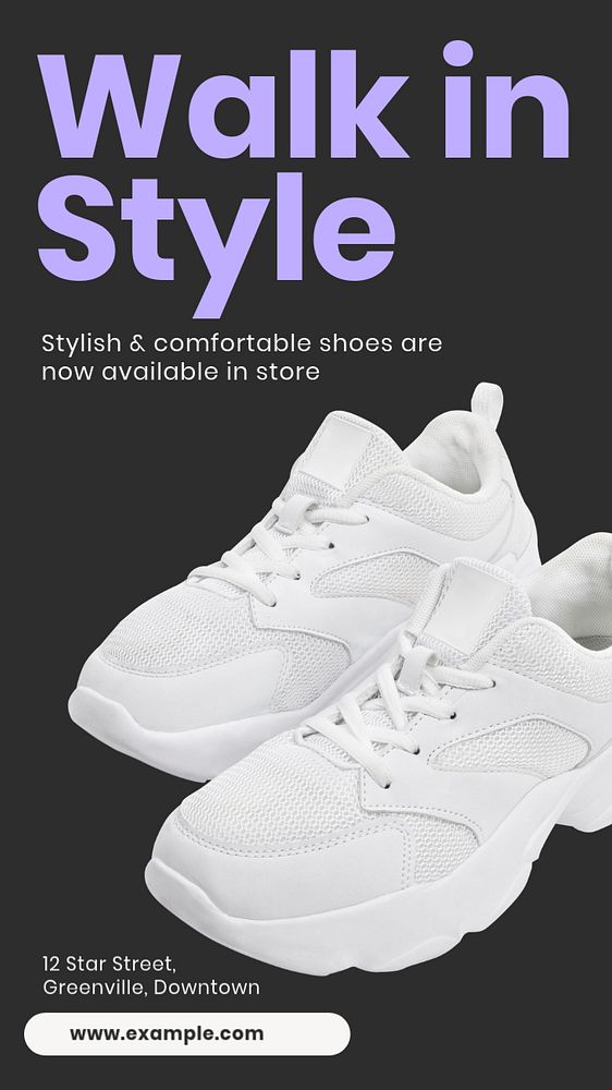 Walking shoes  Instagram story template, editable text