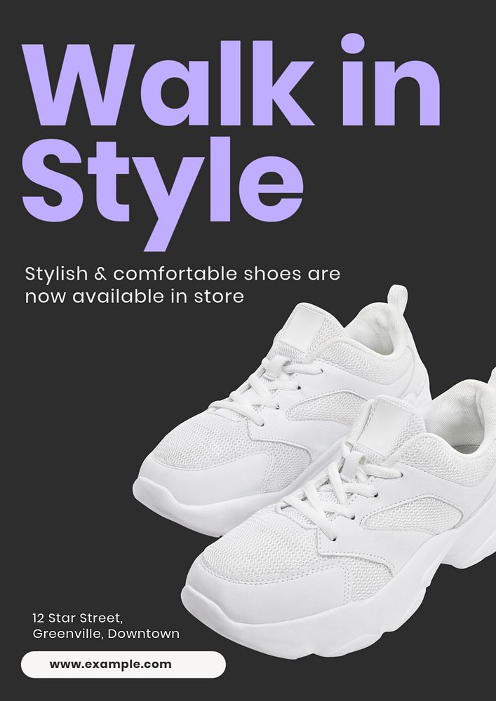 Walking shoes  poster template, editable text and design