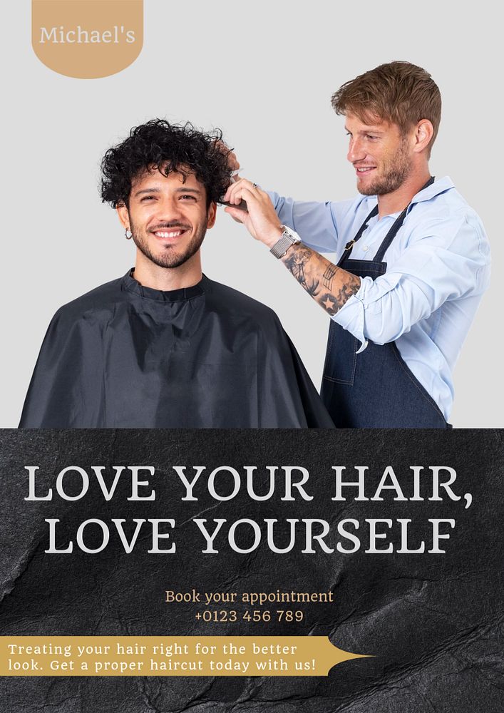 Barber shop  poster template, editable text and design