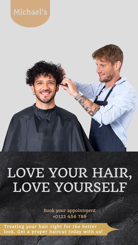 Barber shop  Instagram story template, editable text