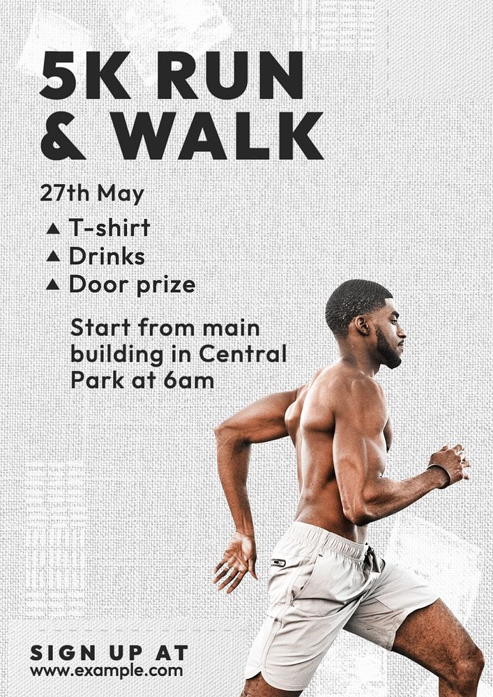 Running event  poster template, editable text and design