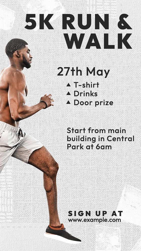 Running event  Instagram story template, editable text