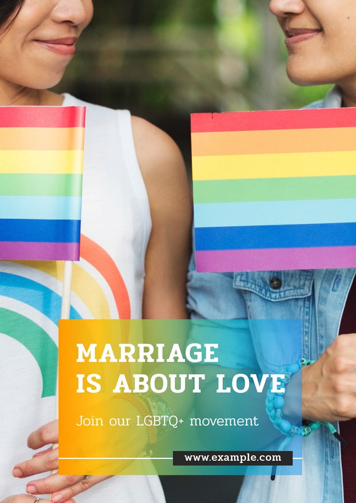 Gay marriage  poster template, editable text and design