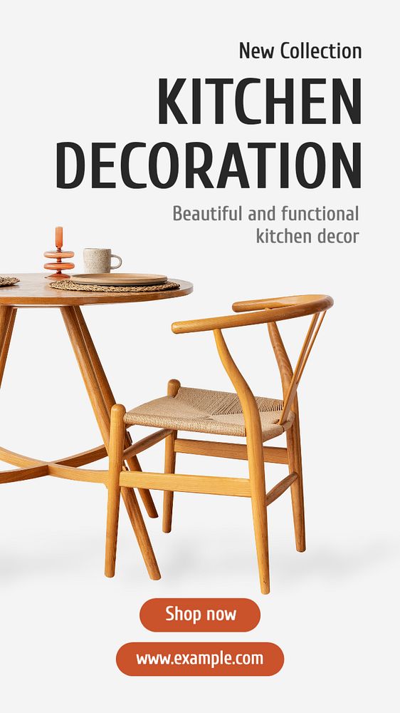 Kitchen decoration Instagram story template, editable text