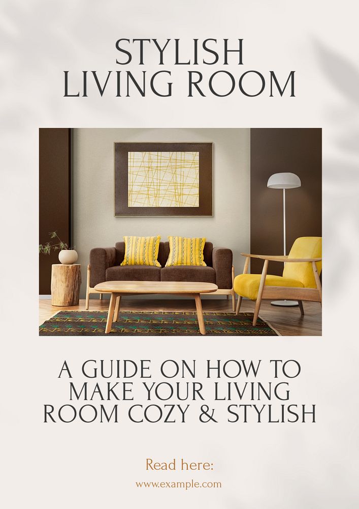 Stylish living room  poster template, editable text and design