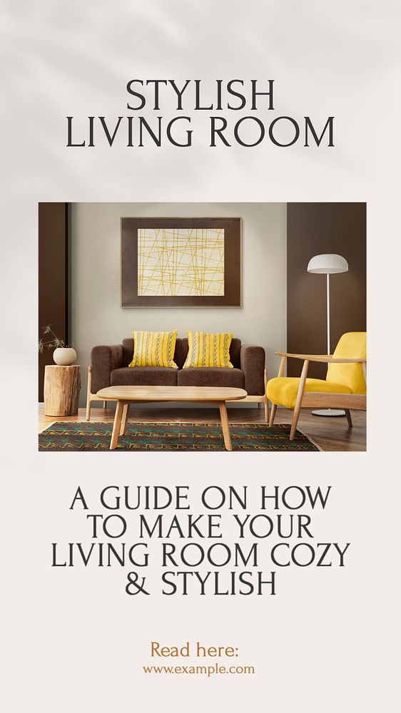 Stylish living room  Instagram story template, editable text