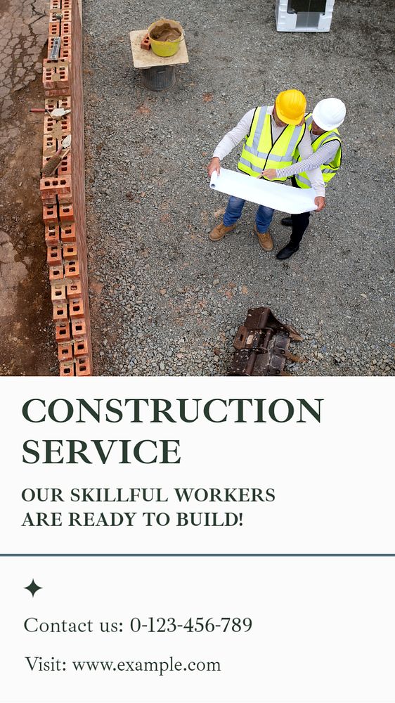 Construction service  Instagram story template, editable text