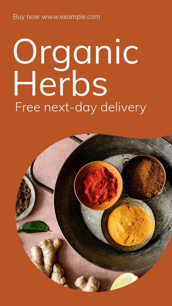 Organic herbs  Instagram story template, editable text