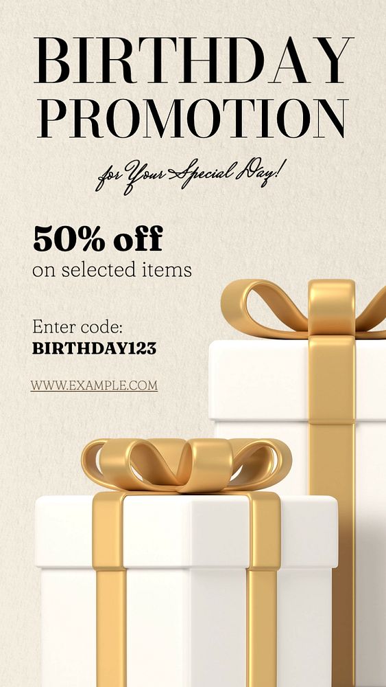 Birthday promotion  Instagram story template, editable text