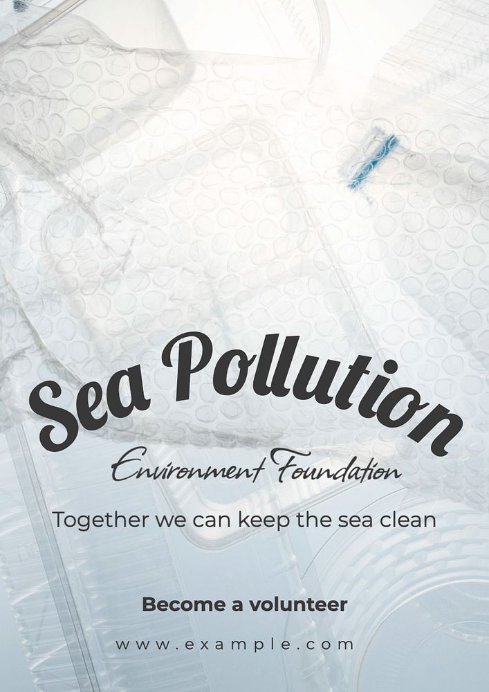 Sea pollution poster template, editable text and design