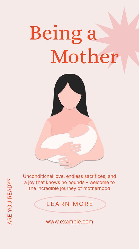 Being a mother  Instagram story template, editable text