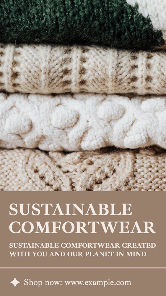 Sustainable comfort wear  Instagram story template, editable text