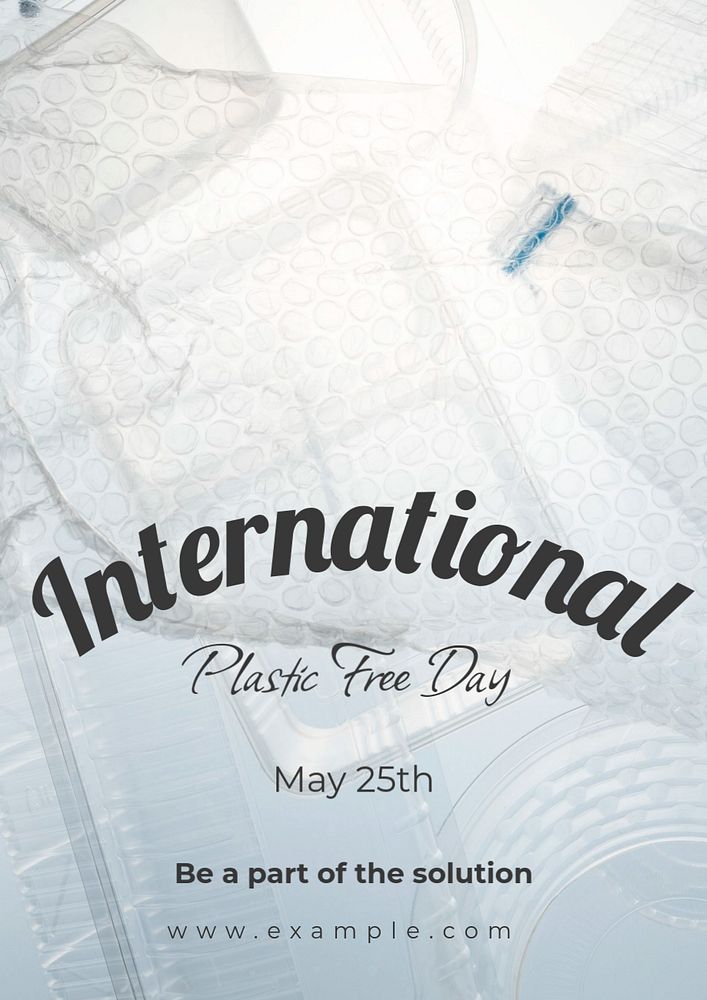 Plastic free day poster template, editable text and design