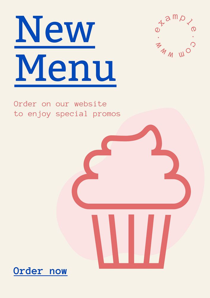 New menu  poster template, editable text and design