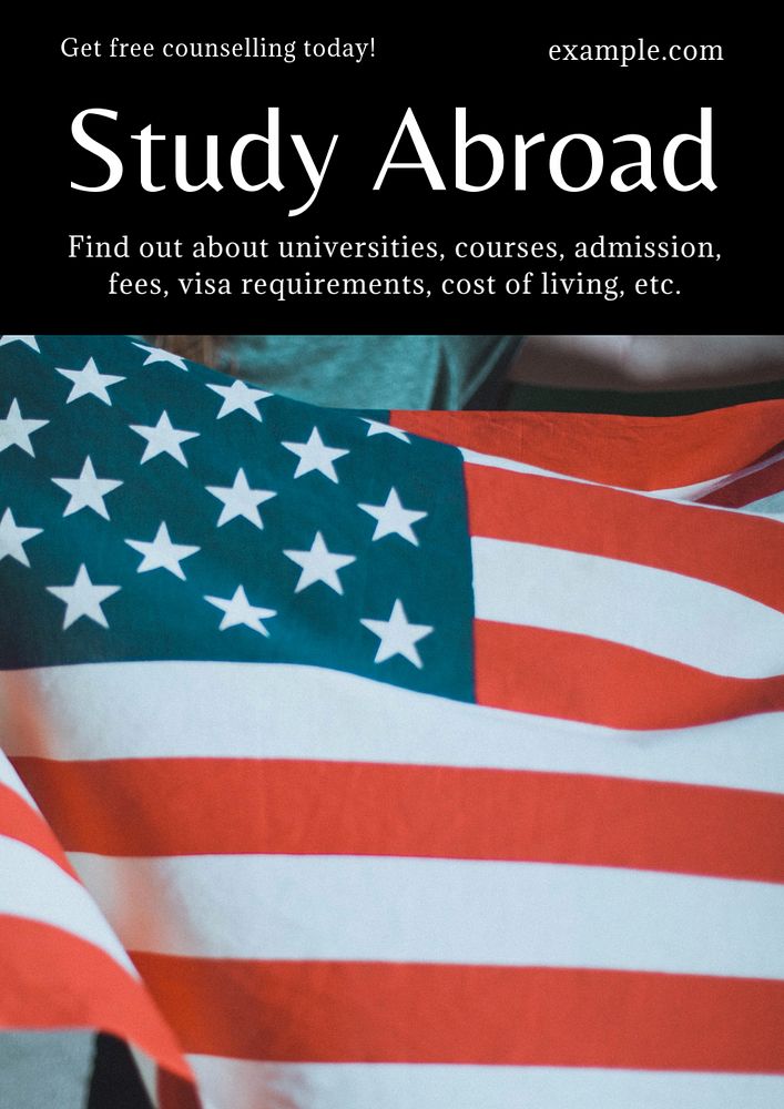 Study abroad counselling  poster template, editable text and design