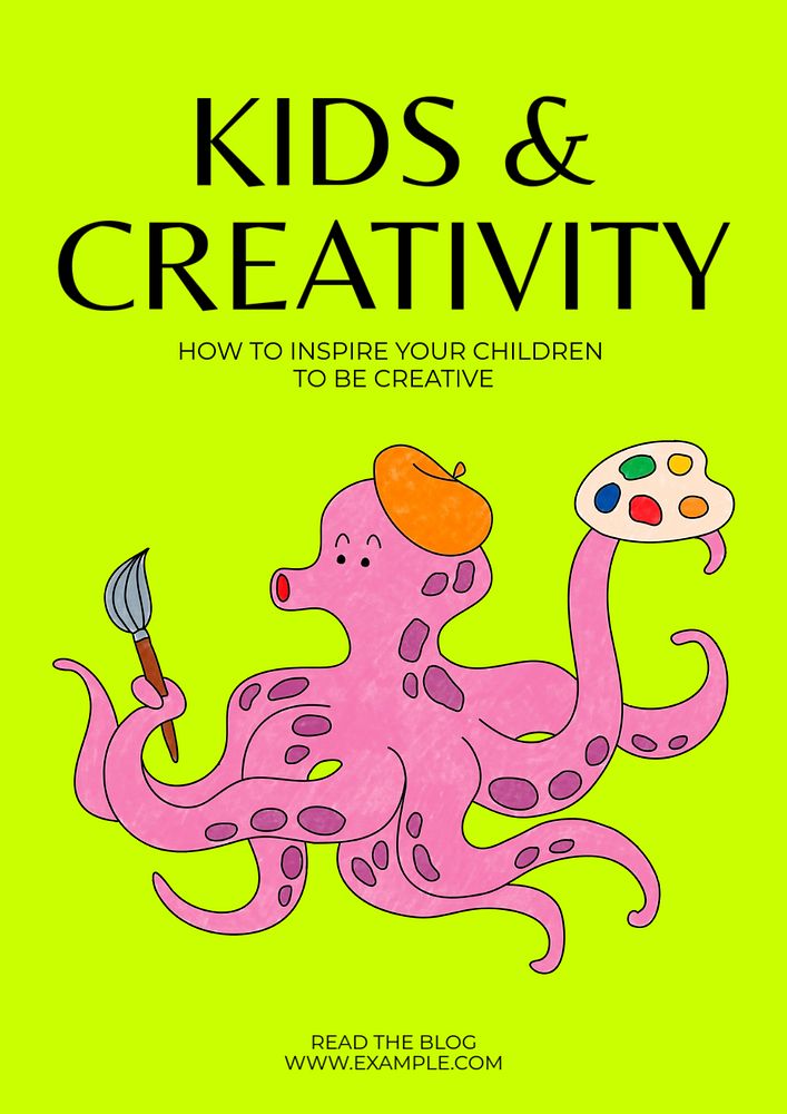 Kids & creativity  poster template, editable text and design