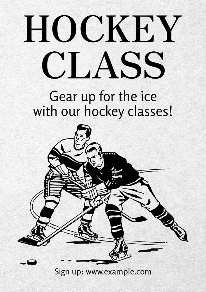 Hockey class poster template, editable text and design