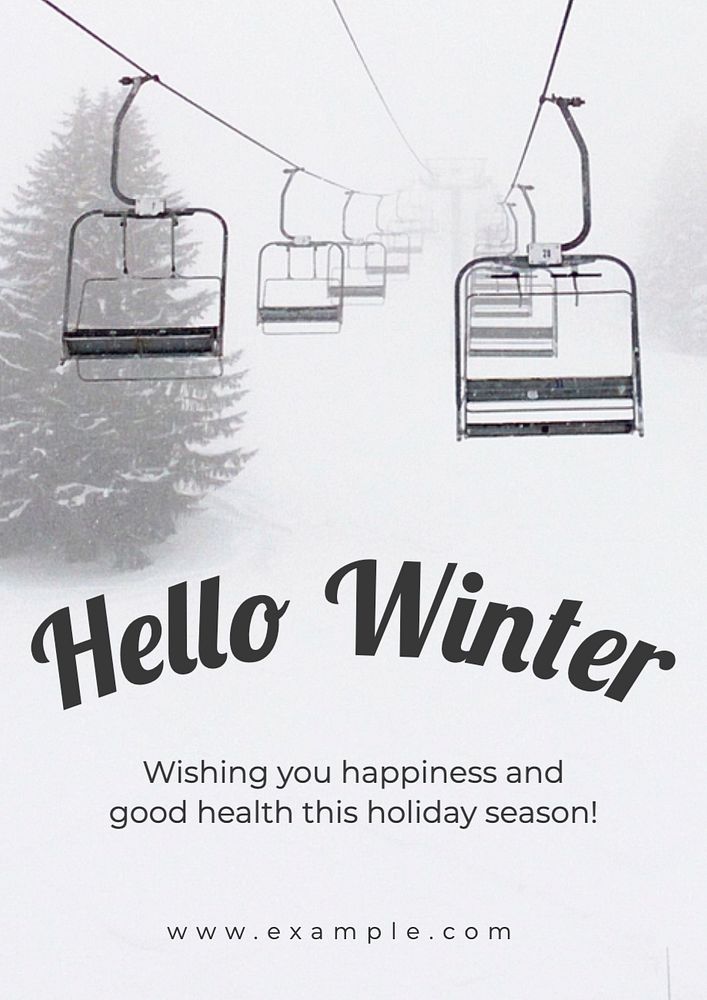 Hello winter wish poster template, editable text and design