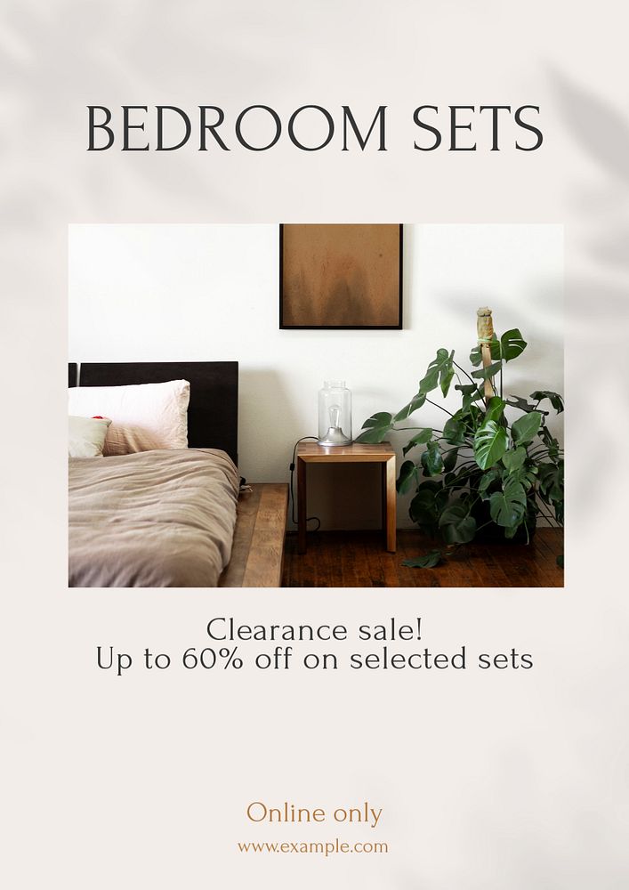 Bedroom sale  poster template, editable text and design