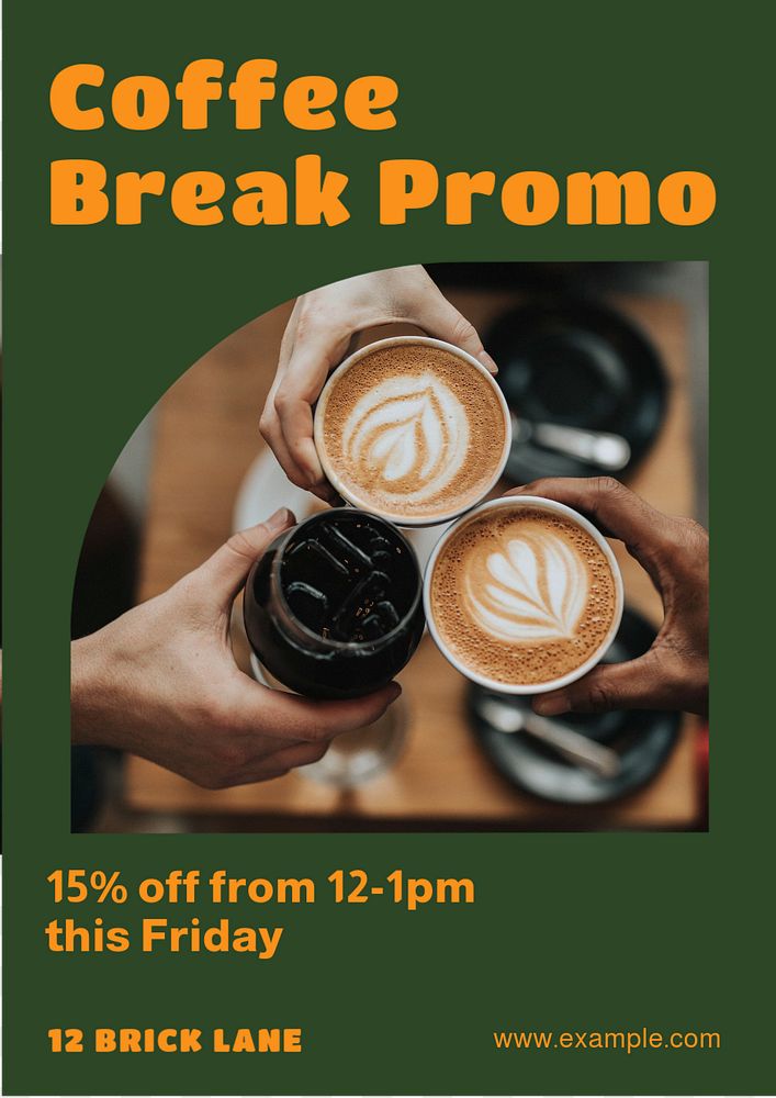 coffee break promotion  poster template, editable text and design