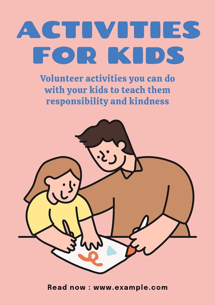 Activities for kids poster template, editable text and design