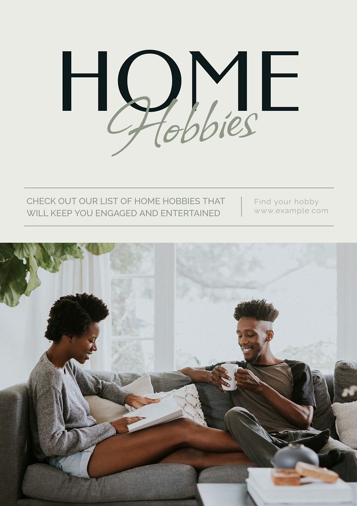 Hobbies at home  poster template, editable text and design