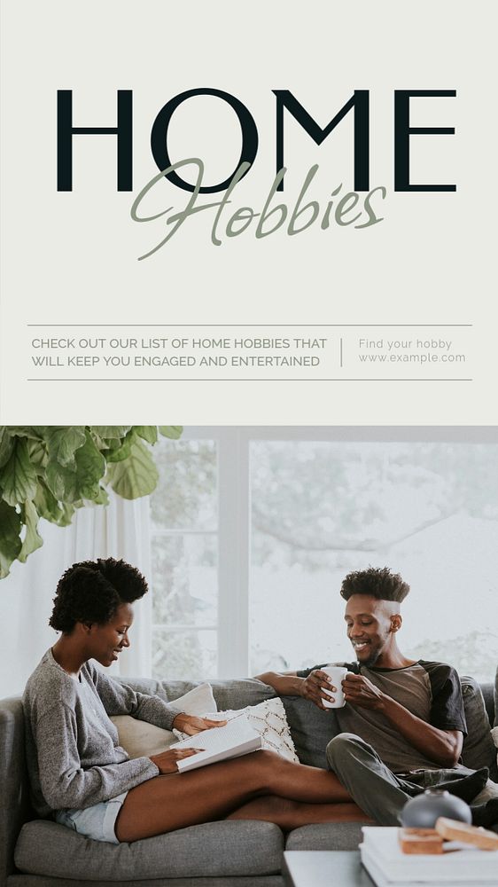 Hobbies at home  Instagram story template, editable text