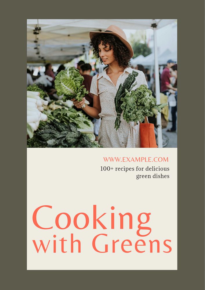 Cooking with greens  poster template, editable text and design