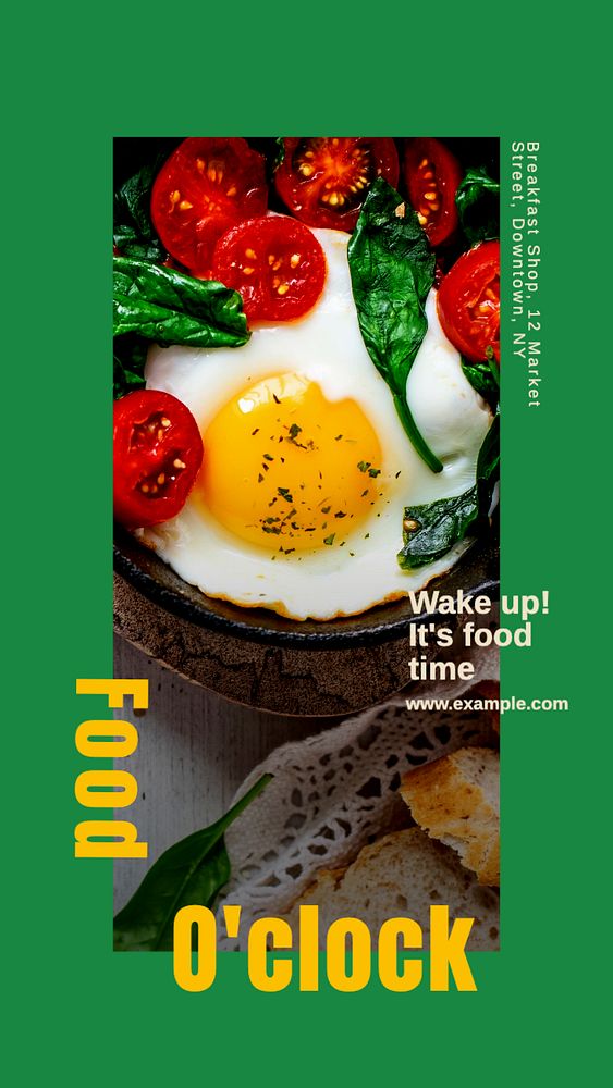 Food & breakfast time Instagram story template, editable text