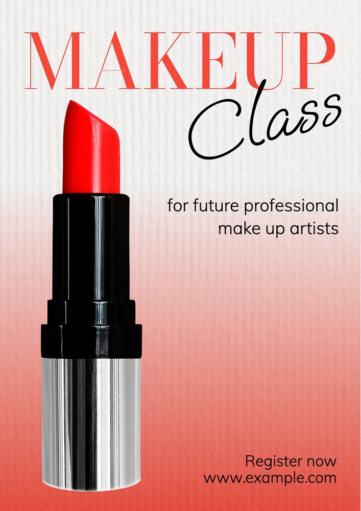 Makeup class poster template, editable text and design