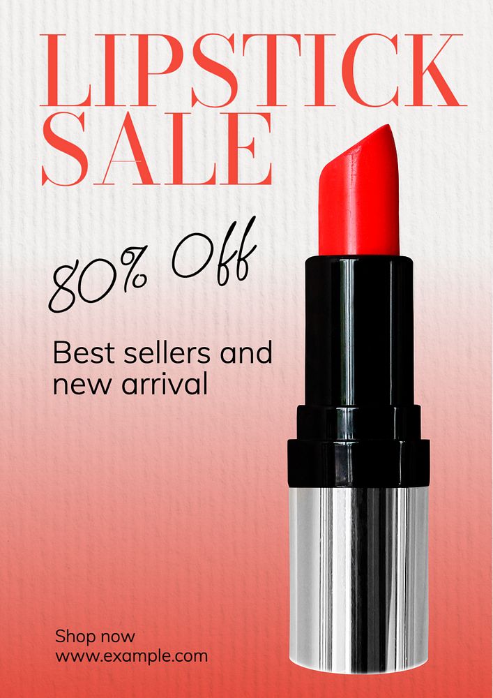 Lipstick sale poster template, editable text and design