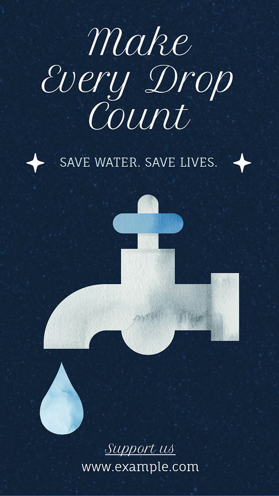 Save water Instagram story template, editable text