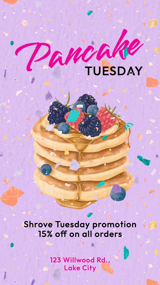 Pancake Tuesday  Instagram story template, editable text