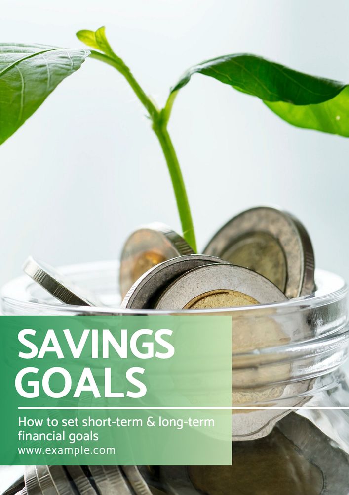 Savings goals  poster template, editable text and design