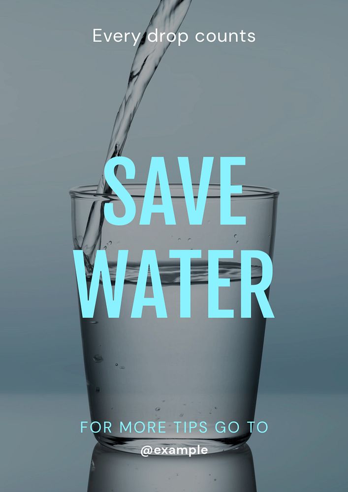 Save water poster template, editable text and design