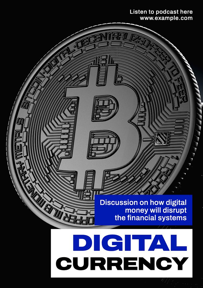 Digital currency  poster template, editable text and design