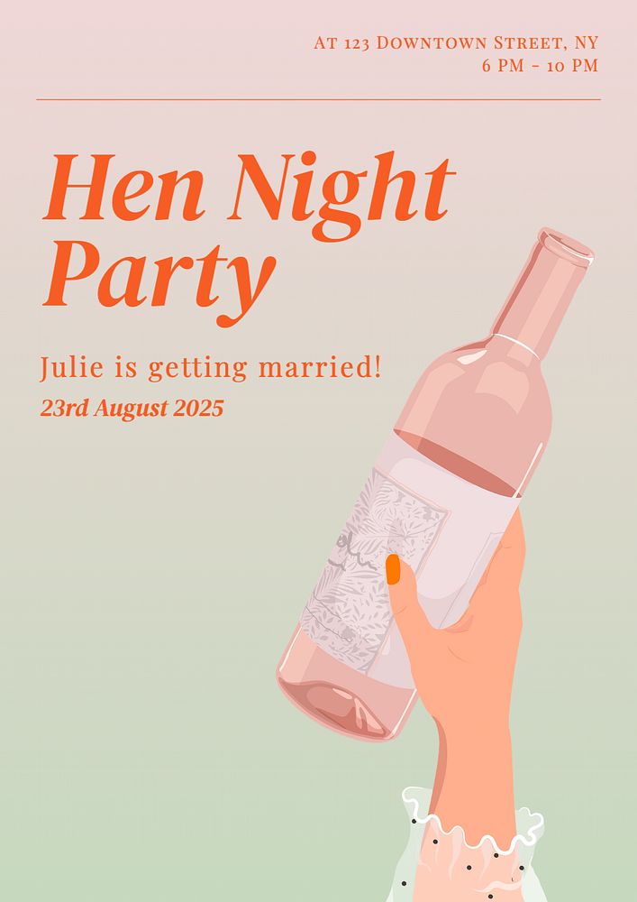 Hen night  poster template, editable text and design