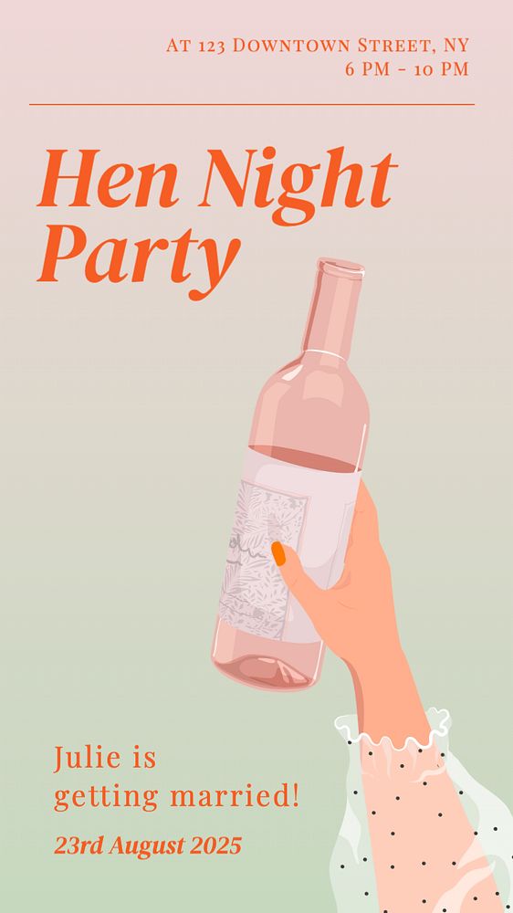 Hen night  Instagram story template, editable text