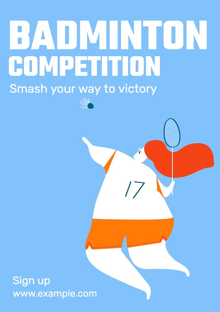 Badminton competition  poster template, editable text and design