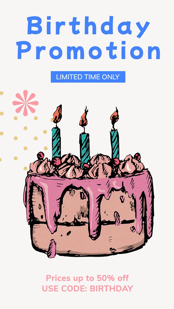 Birthday promotion  Instagram story template, editable text