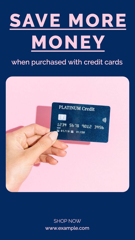 Credit cards  Instagram story template, editable text