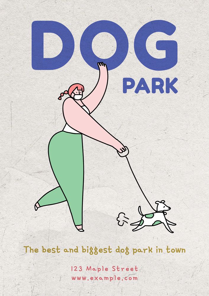 Dog park  poster template, editable text and design