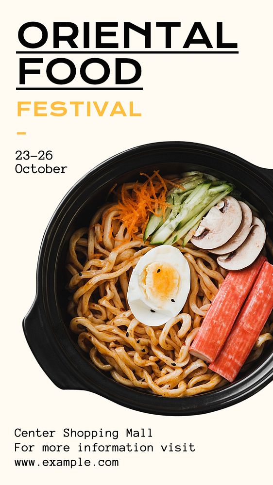 Oriental food festival  Instagram story template, editable text